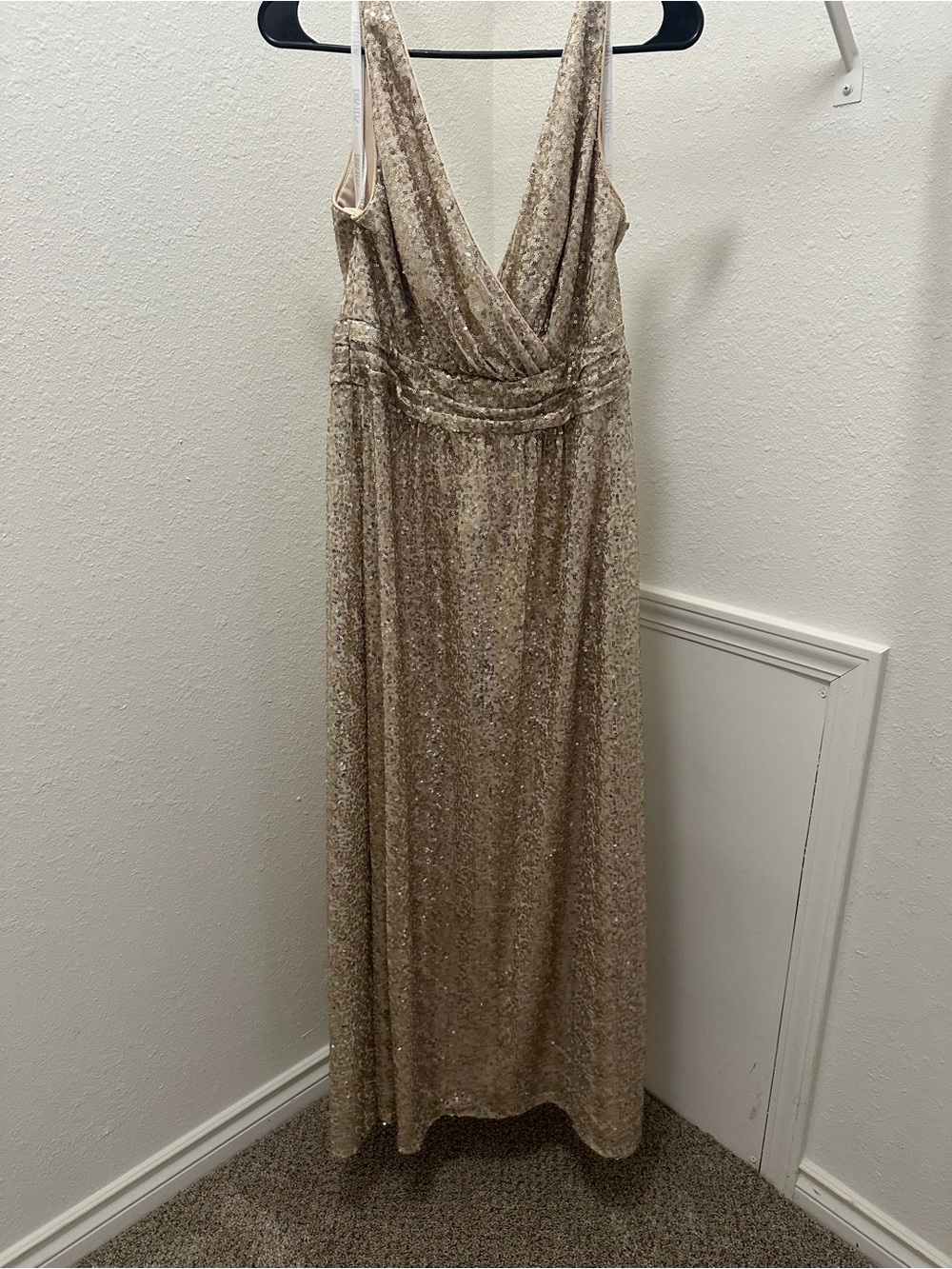 David's Bridal Champagne Satin Dress